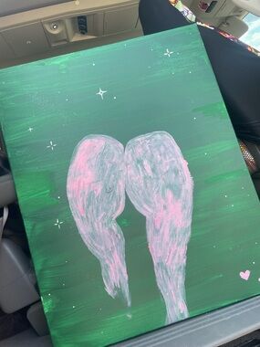 Pink Sexy Butt Painting Wall Art on Green Background - Unbranded